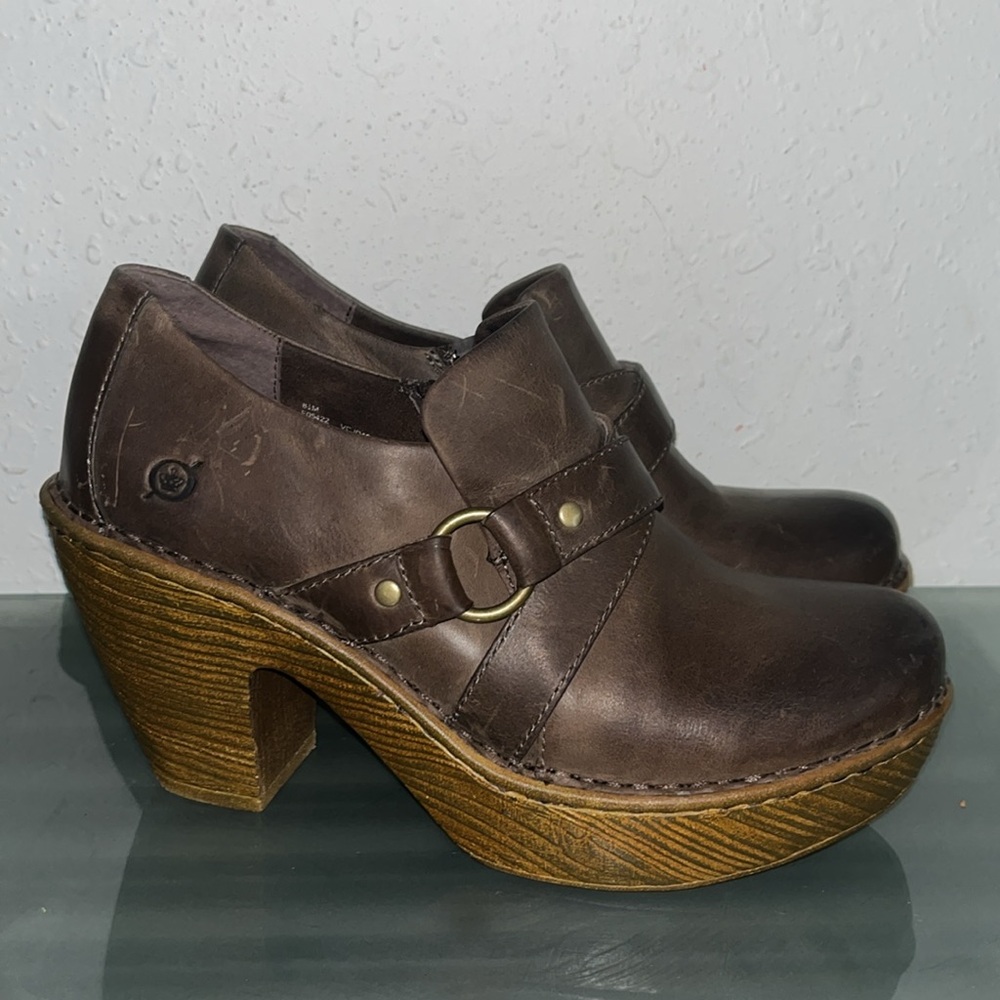 Born Women's Haddon Boot Size 10 Block Heel Platform Brown Leather Comfy Boho
